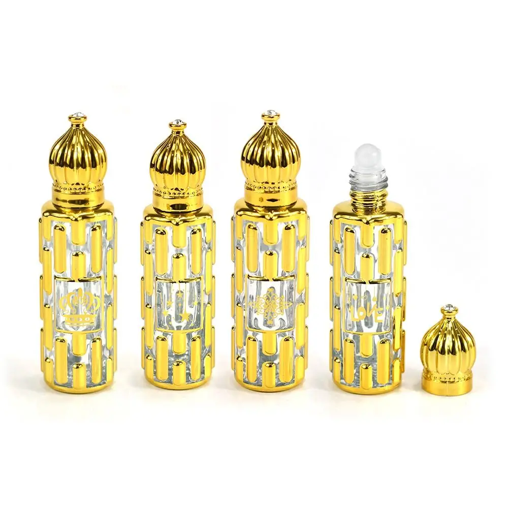 

15ML Luxury Perfume Bottles Mini Vintage Gold Bronzing Roll-on Bottle Empty Roller Ball Bottles Essential Cosmetic Container