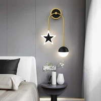 led wall lamps bedside luxury black gold sconces for bedroom living room loft aisle home indoor lighting decor star moon lamps