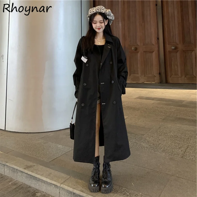 

Trench Women Autumn Solid Straight Temperament Tender French Elegant Vintage Streetwear Office Adjustable Waist Windbreaker Chic
