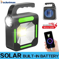 power bank led flashlight solar output dual light source two speed portable work light with usb cable led torch