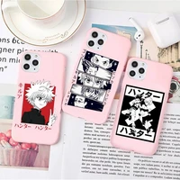 hunter x hunter anime phone case pink candy color for iphone 6 7 8 11 12 13 s mini pro x xs xr max plus