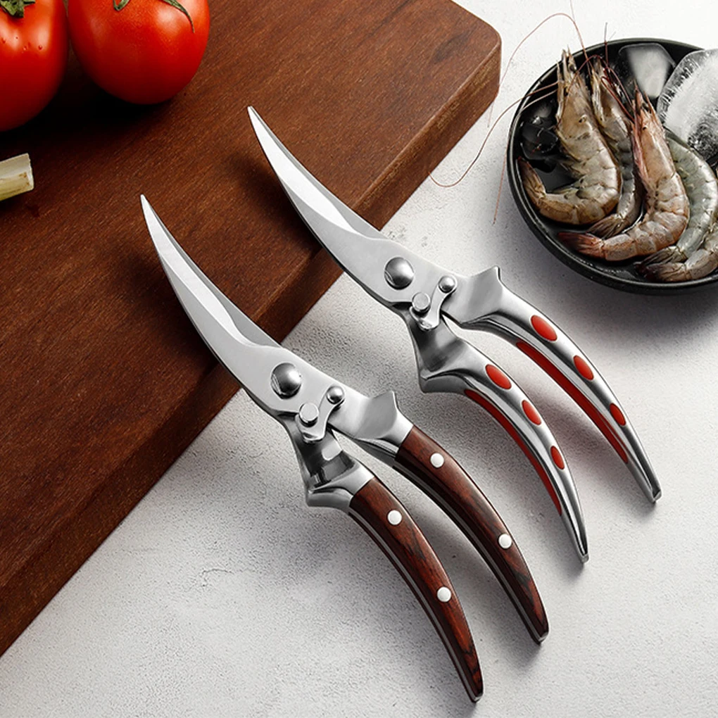 

Кухонные ножницы из нержавеющей стали, куриные ножницы, портативные многофункциональные кухонные ножницы, гаджет, деревянная ручка