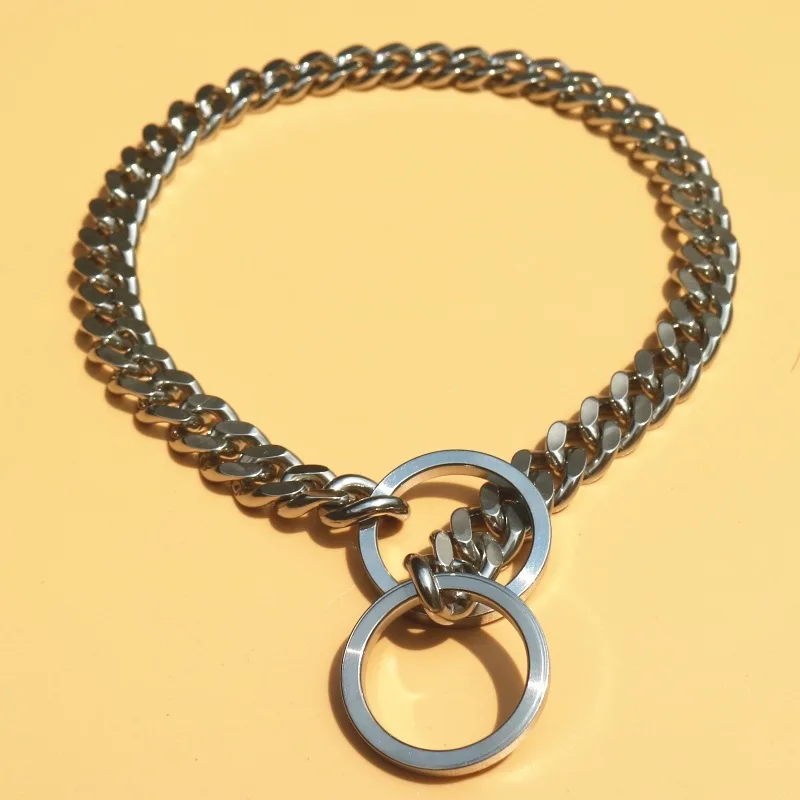 

Luxury Dog Collar Solid Color Stainless Steel Pet Accessories French Bulldog. Medium and Large Personalized Dog Harness Leash