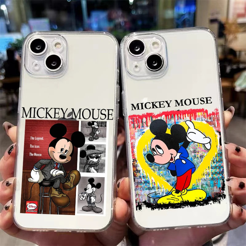 

Disney Cute Mickey Minnie For iPhone 13 12 Pro Max Mini 11 Pro X XR XS Max 6 6S 7 8 Plus Se2 Clear Phone Case Back