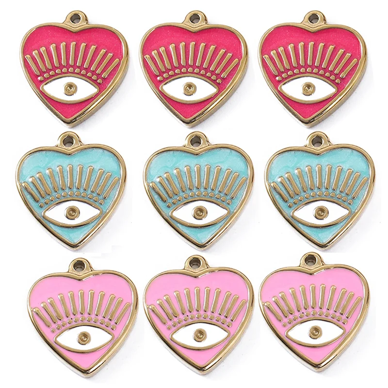 

Evil Eye Charms Pendants For Women Bohemian Dripping Oil Heart Ornaments Beads for Bracelet DIY Earring Fashion Jewelry Making