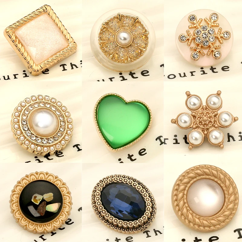 

3 Pieces Women Fashion Metal Buttons for Clothing Decorative Button Beaded Sewing Clothes Brand Suit Coat Foot Beaded DIY Luxury