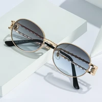 men women sunglasses oval sun glasses brand designer retro shades metal frame eyewear top uv400 de sol hombre