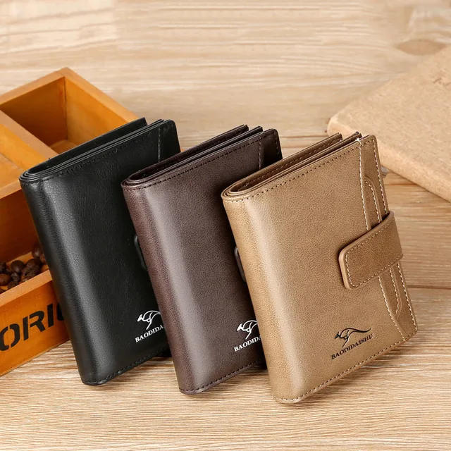 New RFID Men's Zipper Coin Purse High Quality Leather Wallets for Men Bank Credit Card Holder Money Bags Wallet Man 2