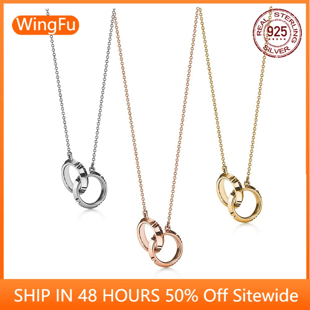 

Fashion S925 Sterling Silver Double Round Roman Scale Pendant Design Luxury Brand Necklace Couple Sweater Chain