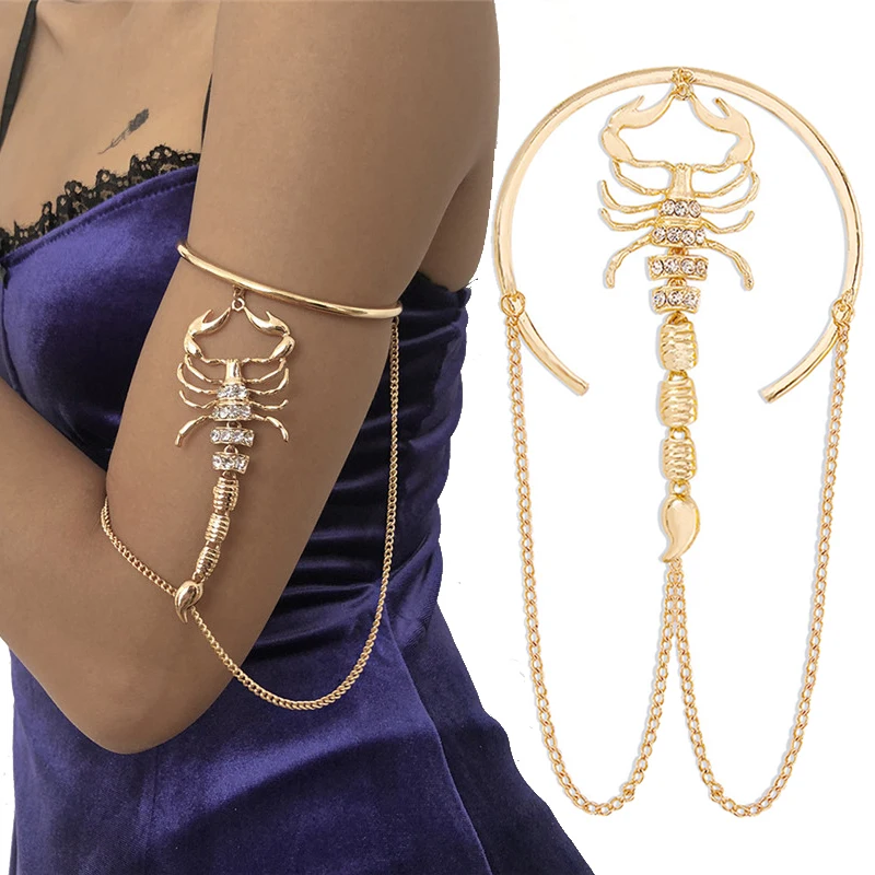 

Gothic Scorpion Upper Arm Bracelet Slave Harness Cuff Armlet Armband Gold for Women Love Retro Bracelet Bangle Jewelry Female