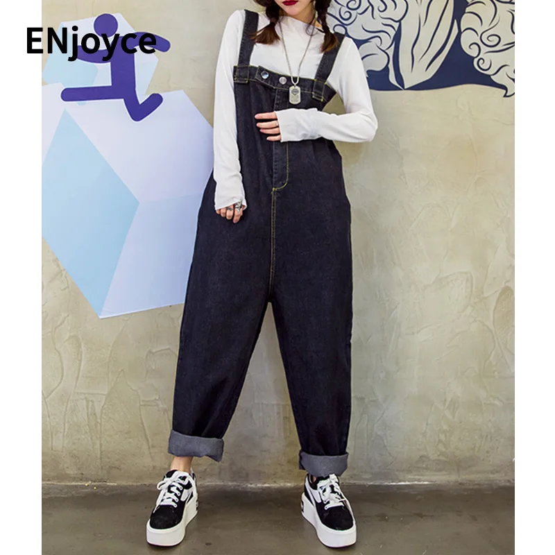 

Комбинезон женский джинсовый в стиле оверсайз, простой цельный Повседневный свободный Ромпер на лямках, брюки-карго, весна