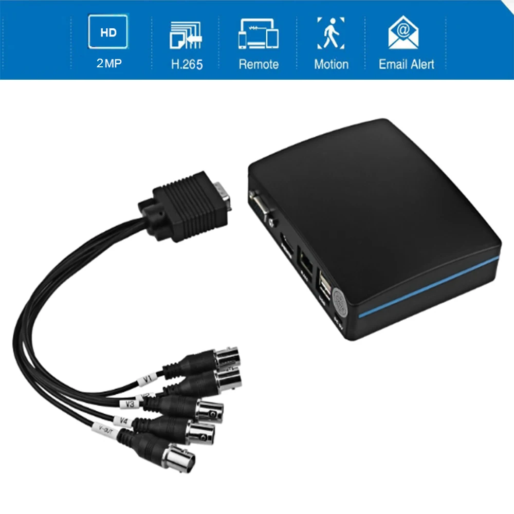 HESEE портативный мини-видеорегистратор 4CH CCTV видеорегистратор 1080P 2MP аналоговая