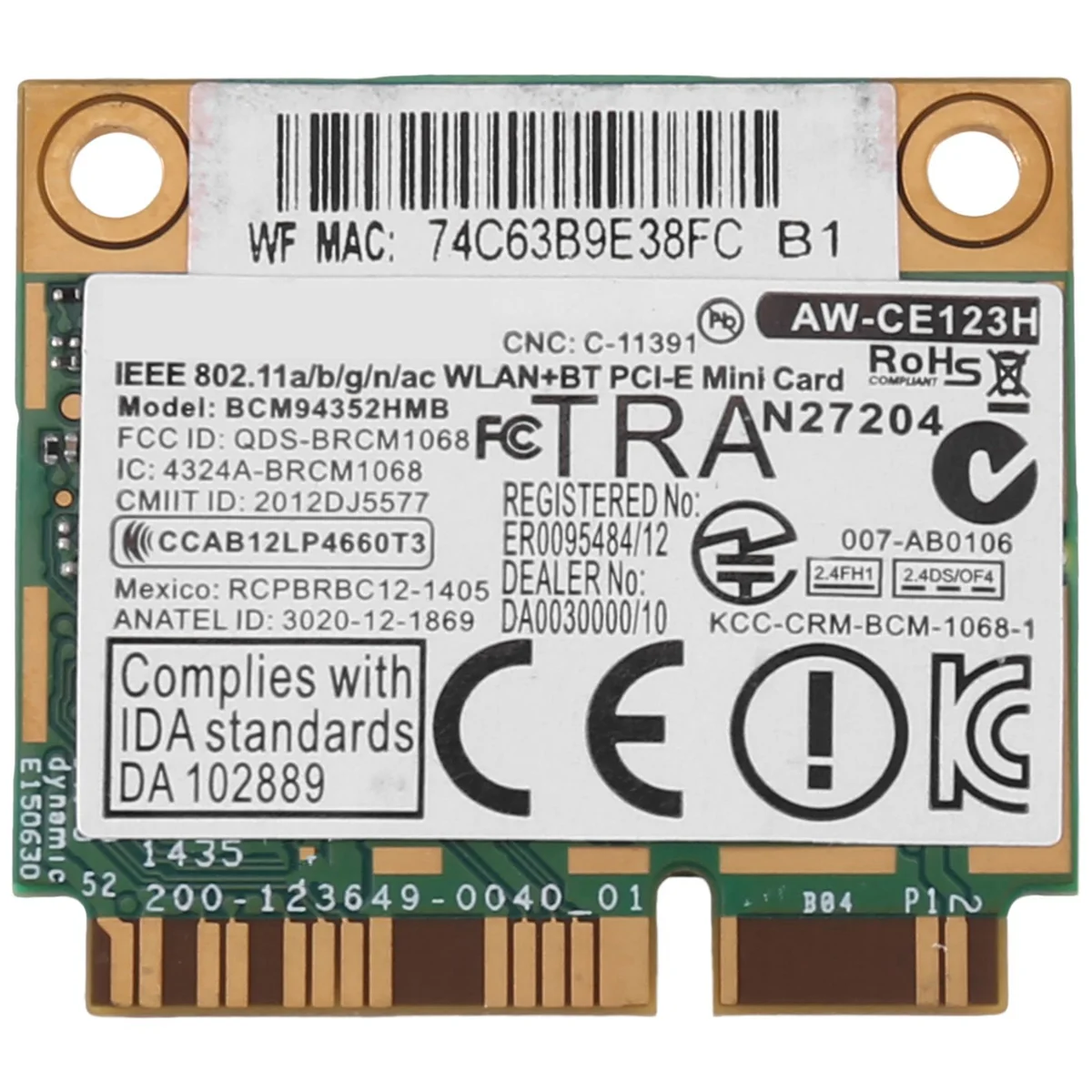 Для AzureWave BCM94352HMB WIFI Card Mini PCIe 802.11AC 867 МГц Беспроводная карта WLAN Bluetooth