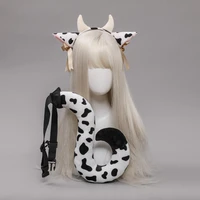 cute cow hair hoop tail set bell cosplay lolita headband festival talent performance animal ears headwear cartoon accessories