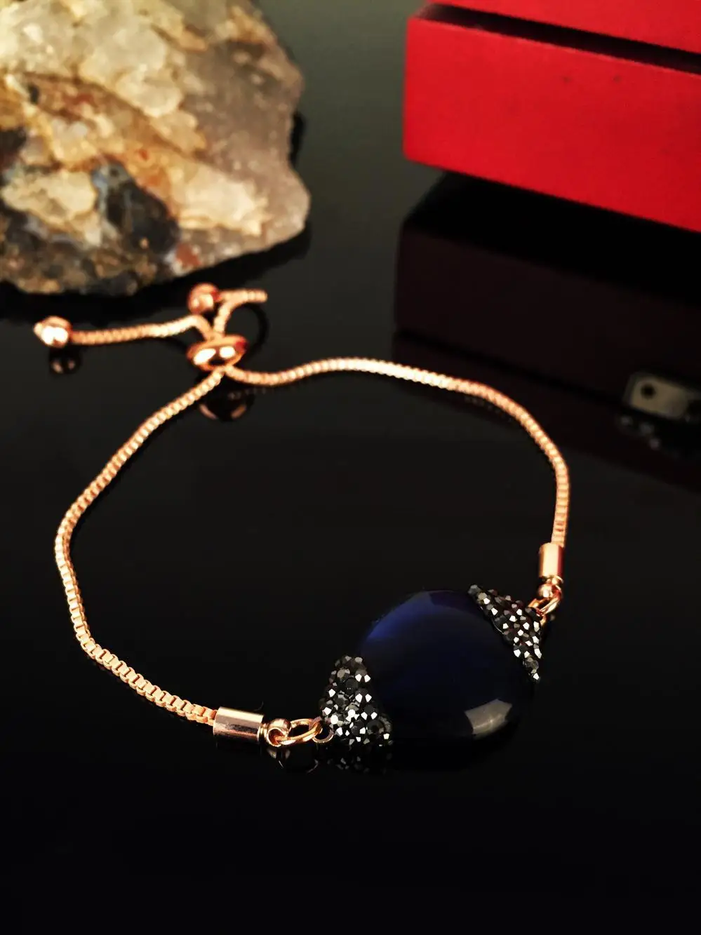 

Natural stone Women 'S Cat 'S Eye Stone Rose Gold Plated Bangle Krb83