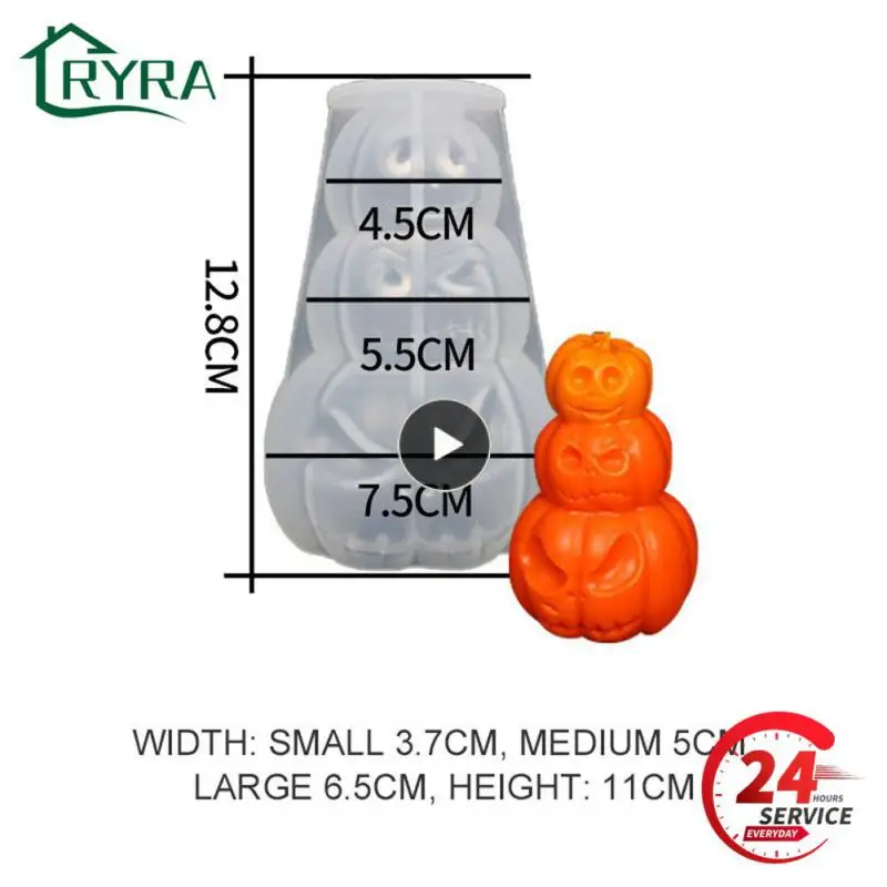 1~8PCS Halloween Pumpkin Candle Silicone Mold DIY Candle Making Soap Resin Chocolate Beeswax Mold Christmas Gifts Craft Home