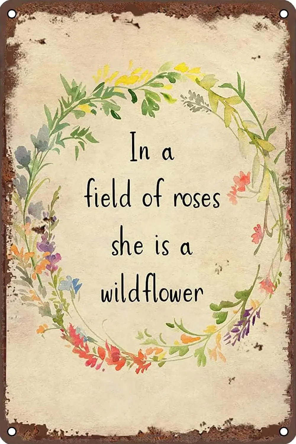 Cretve Metl Tn Sgn n Feld Of Rose She s Wldflower Забавный Ретро Wll Декор для дома Grden Mn Cve Brs Resturnts Cfes Offce