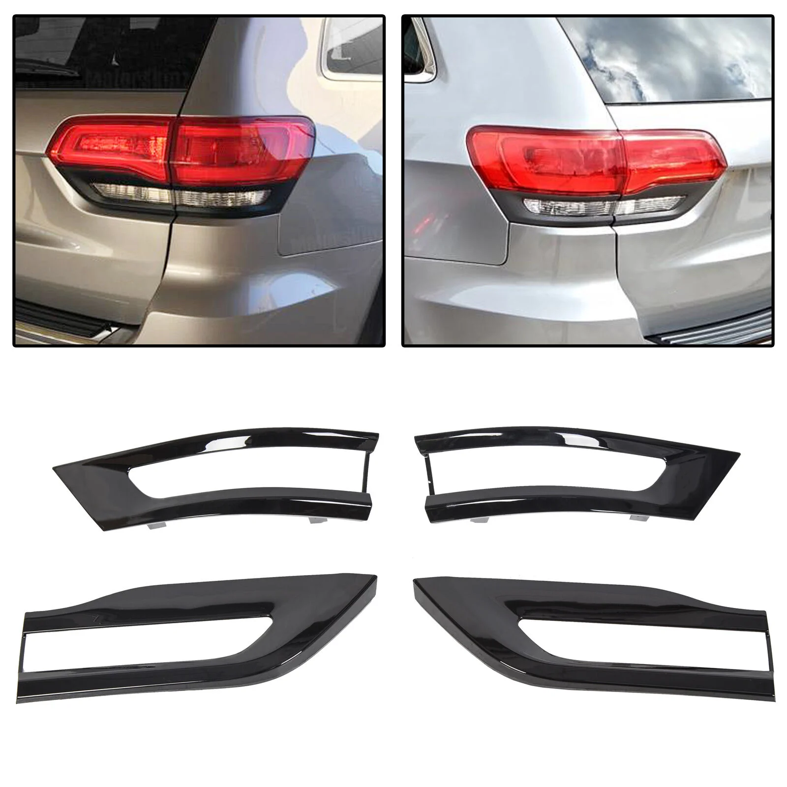

For 2014-2020 Jeep Grand Cherokee Gloss Black Tail Light Trim Bezel Kit NEW