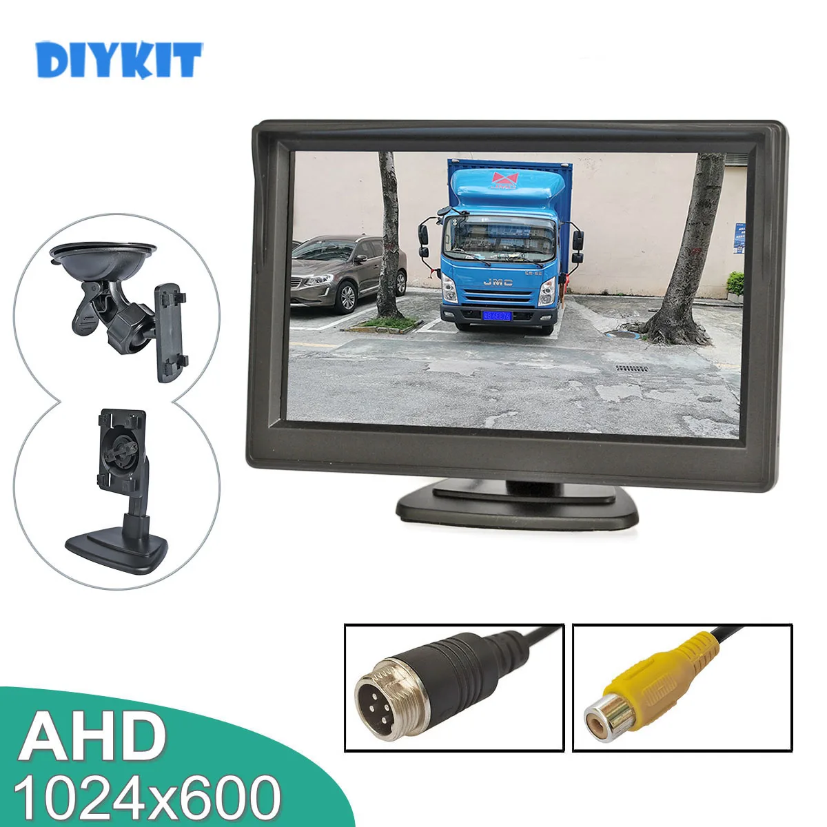 

5-дюймовый AHD монитор заднего вида автомобиля DIYKIT 1024*600, резервный HD монитор с присоской и кронштейном для MPV SUV Horse Lorry