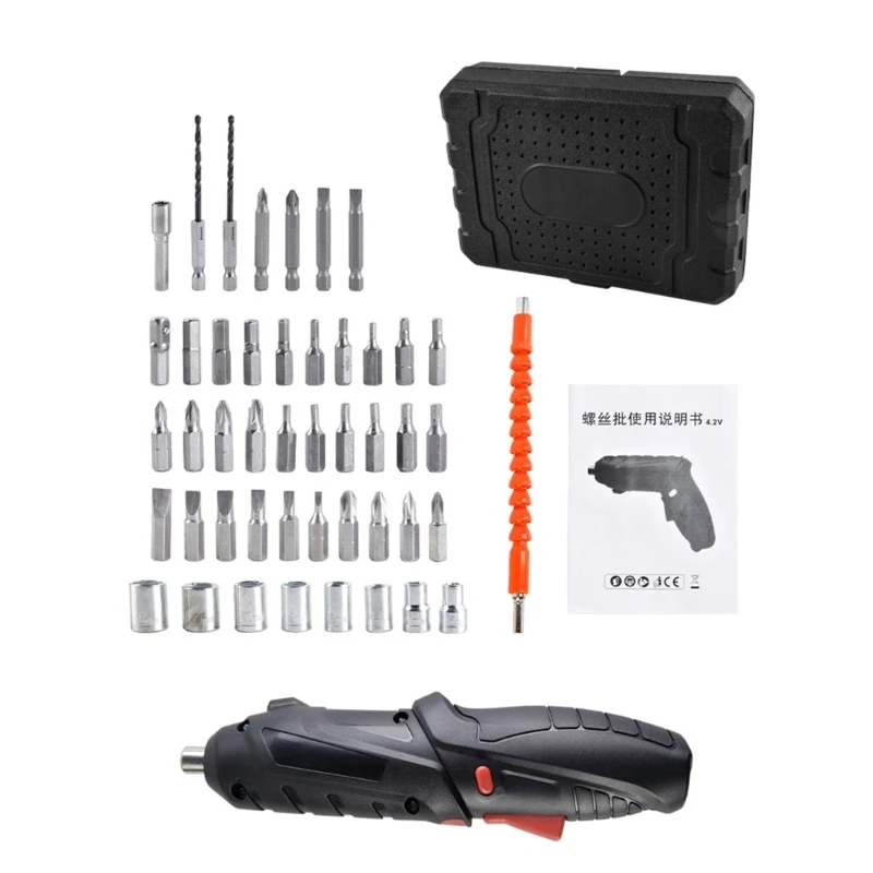

67JE Home USB Rechargeable Electric Screwdriver-Power Li-ion Cordless Drill Set 4.2V