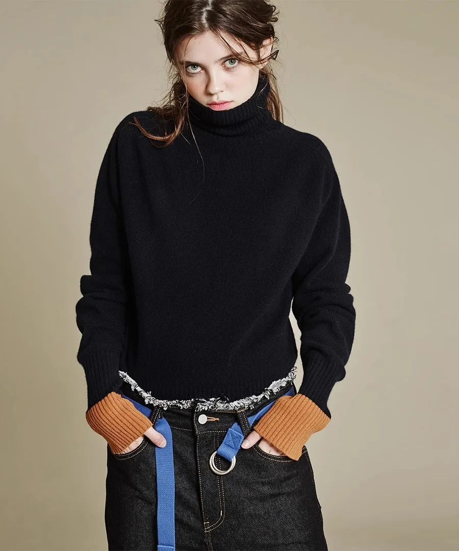 Свитер женский из 100% чистого кашемира с высоким воротником