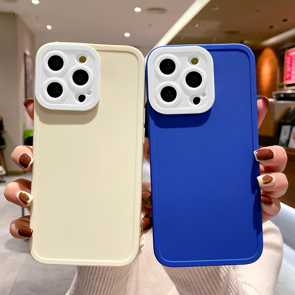 

Candy Color Soft Phone Case For iPhone 13 Case Shockproof Funda iPhone 11 12 Pro Max X XR XS Max Camera Lens Protection Covers