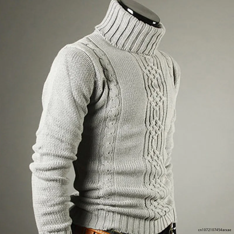

2022 Autumn and Winter Men's Warm Sweater Long Sleeve Turtleneck Sweater Retro Knitted Sweater Pullover Sweater