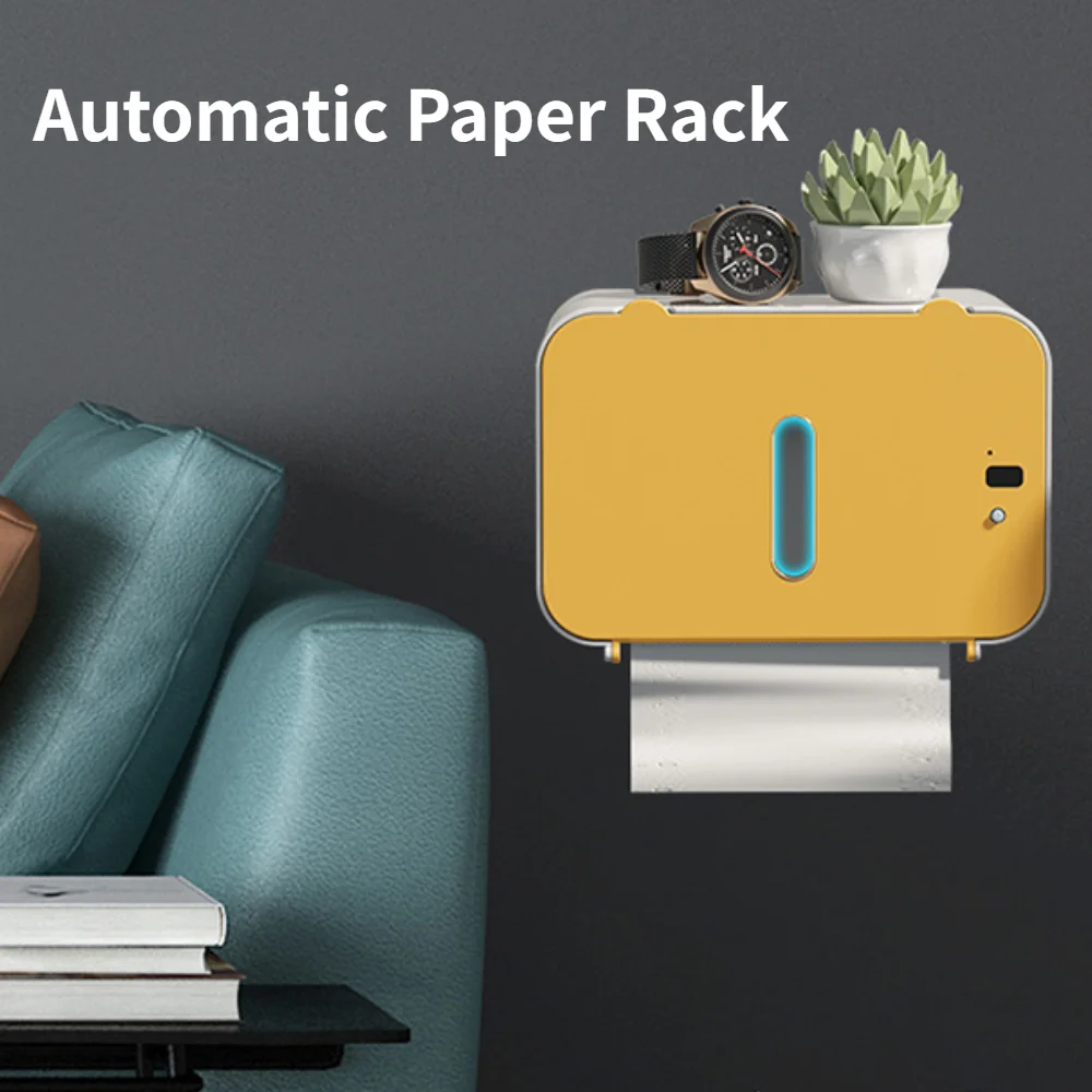 

Automatic Paper Holder Box Wall-Mounted Smart Toilet Paper Holder Punch-Free Bathroom Tissue Box Waterproof Tissue Storage Boxes