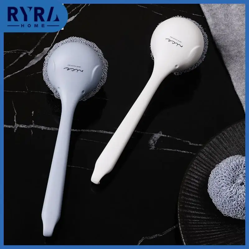 

High Quality Pot Brush 2023 Kitchen Brush Polyester Ball Kitchen Accessories Long Handle Bowl Pan Brush Portable Multifunctional