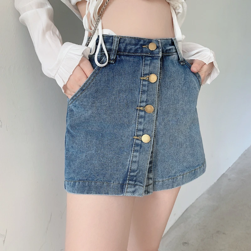Jean Shorts Women Korean Fashion Women Clothing High Waisted Shorts Button Womens Shorts Skirt Sexy Girl Jeans 5XL Black Shorts