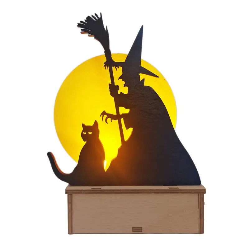 

Halloween Wooden Crafts Night Lamps Halloween Wooden Decoration Night Light Halloween Decoration Handcraft Wooden Light Tabletop