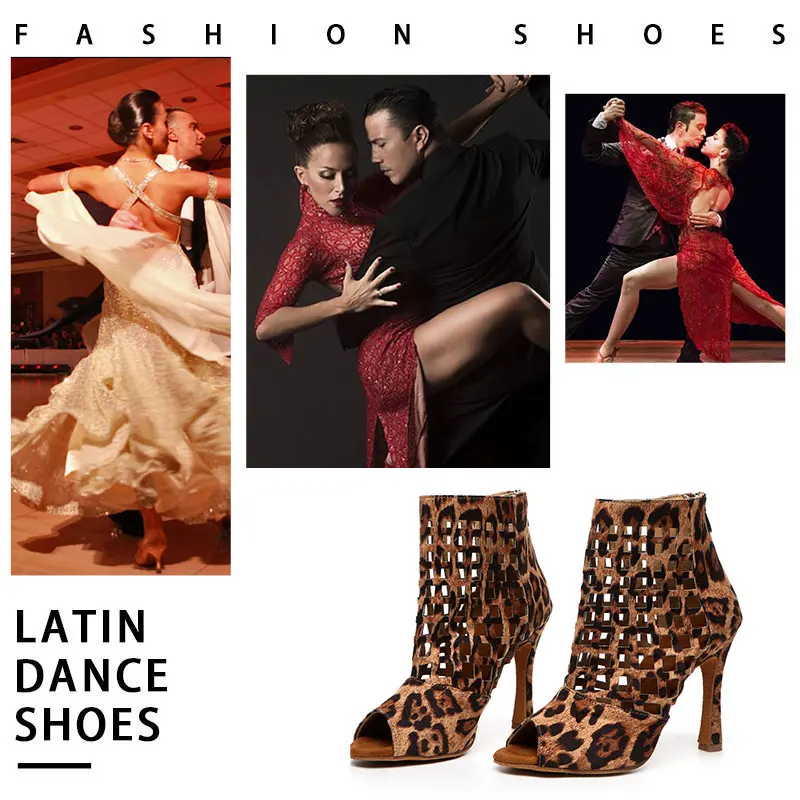 SWDZM Women Dancing Shoes Ladies Latin Dance Shoes Ballroom Dance Boots High Heels Salsa Party Shoes Latin Dancing Boots