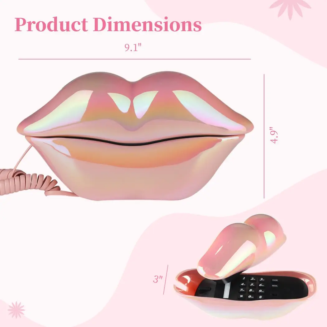 Розовый проводной телефон для губ забавная декоративная новинка стационарный