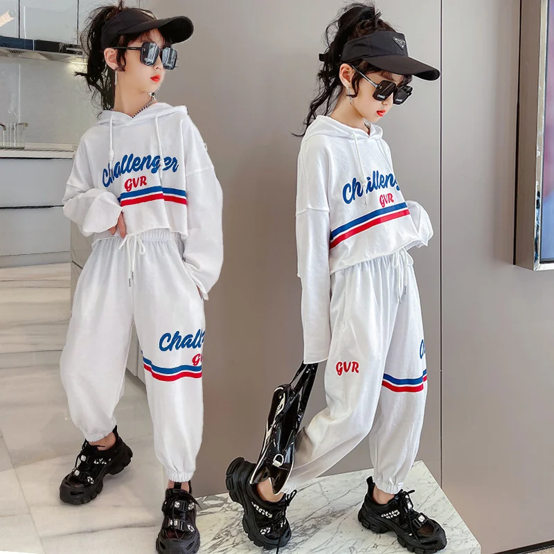 

Girls Suit Sweatshirts +Pants Cotton 2Pcs/Sets 2022 Hooded Spring Autumn Thicken Sport Tracksuits Teenagers Kid Baby Children Cl