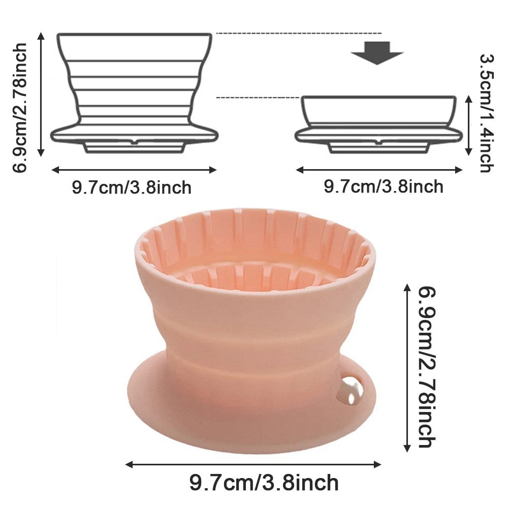 Складной многоразовый силиконовый кофейный капельный фильтр конус чашка для
