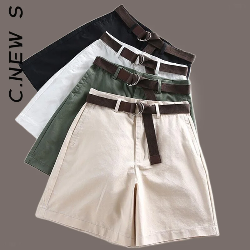

C.New S Pants Women Shorts Fashion Slim Shorts Shorts All-match 4 Solid Color Women's Pants Hip Korean Mujer Female