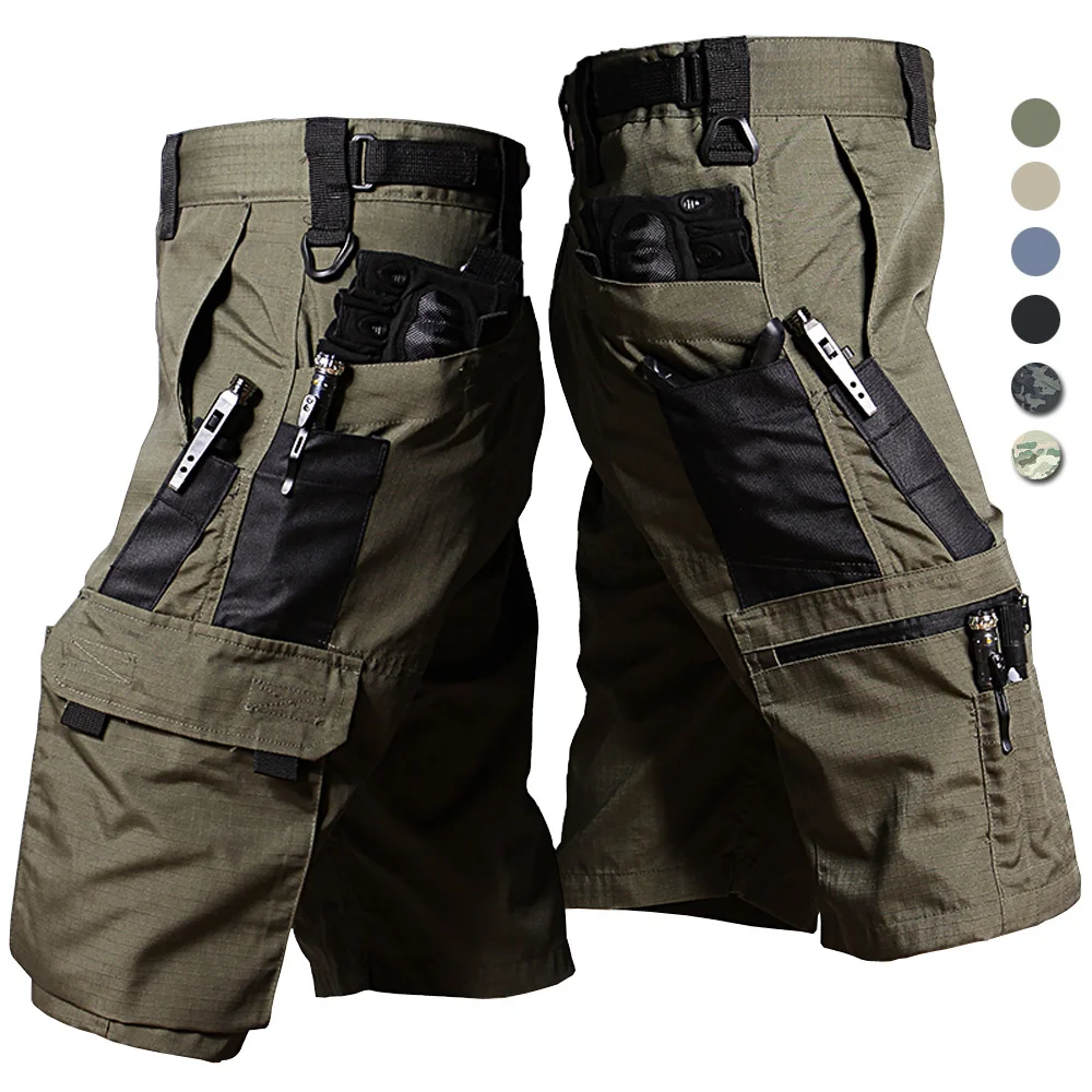 

Шорты-карго мужские тактические, укороченные штаны в стиле милитари, уличные водонепроницаемые бермуды с несколькими карманами, камуфляжные Походные