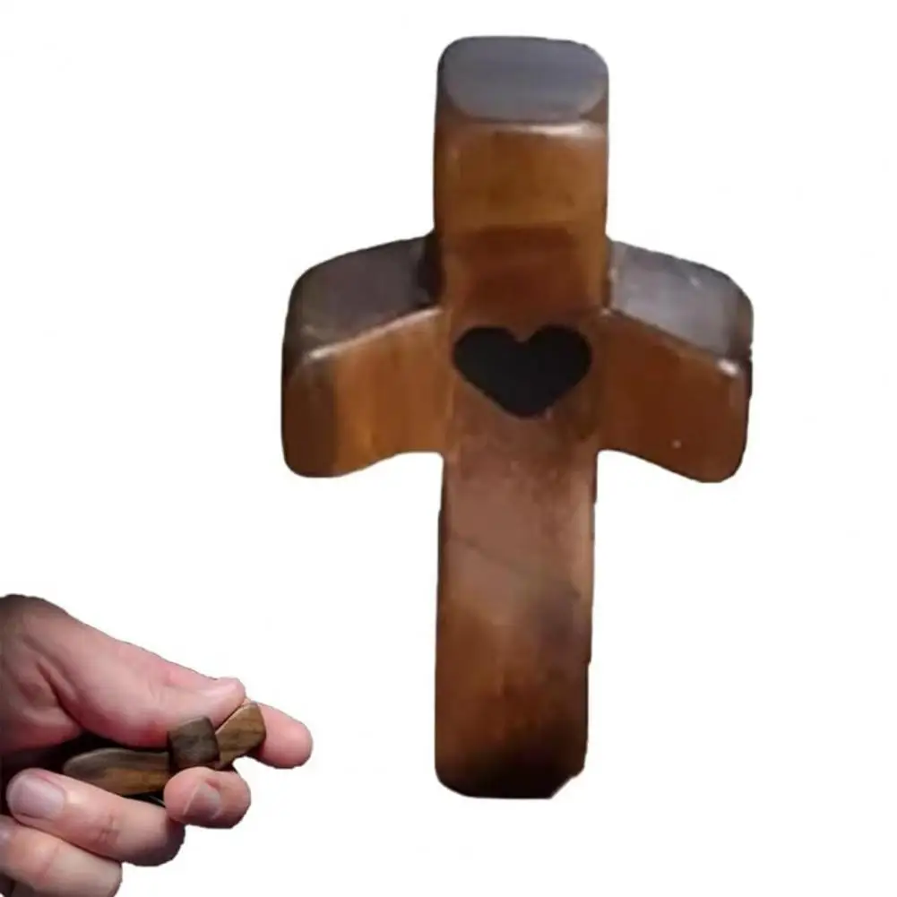 Оливковый деревянный Карманный крестообразный снятие стресса в кармане