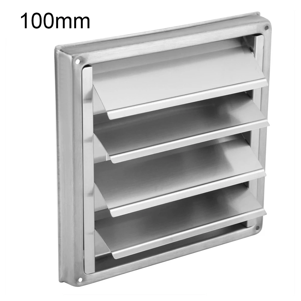 

100mm Air Vent Duct Grill Exterior Wall Ventilation Cap Cover Square Air Outlet Movable Stainless Steel For Home Decoration