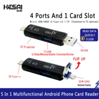 5 in 1 multifunction usb 2 0 type cusb micro usbtfsd memory card reader otg card reader adapter mobile phone accessories
