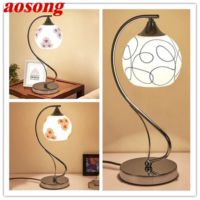 

AOSONG Contemporary Table Lamp Simple Design LED Glass Desk Light Fashion Romantic Decor for Home Living Room Bedroom