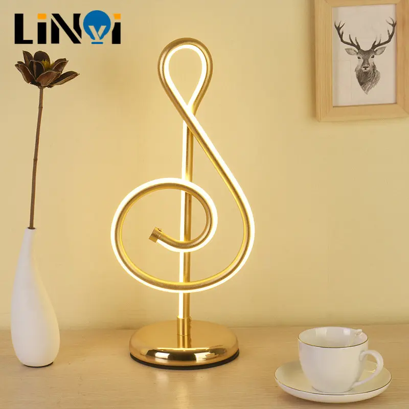 

Lampe De Table LED Trois Couleurs Gradation Note De Musique Lampe De Bureau En Aluminium Protection Des Yeux Lampe De Lecture