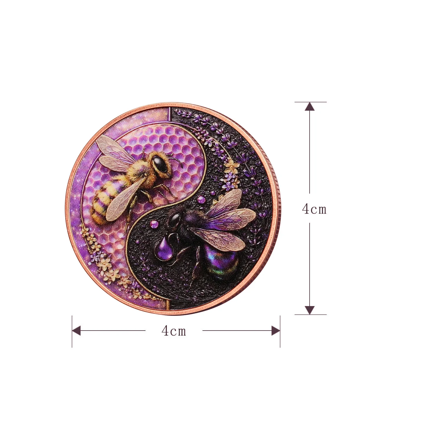 Фото Монета-сувенир 2026 Bee Copper Coin Challenge Coin с дизайном «Пчела Инь-Ян», двусторонняя 2D-печать, подарок на дружбу для женщин, мужчин и коллег №5