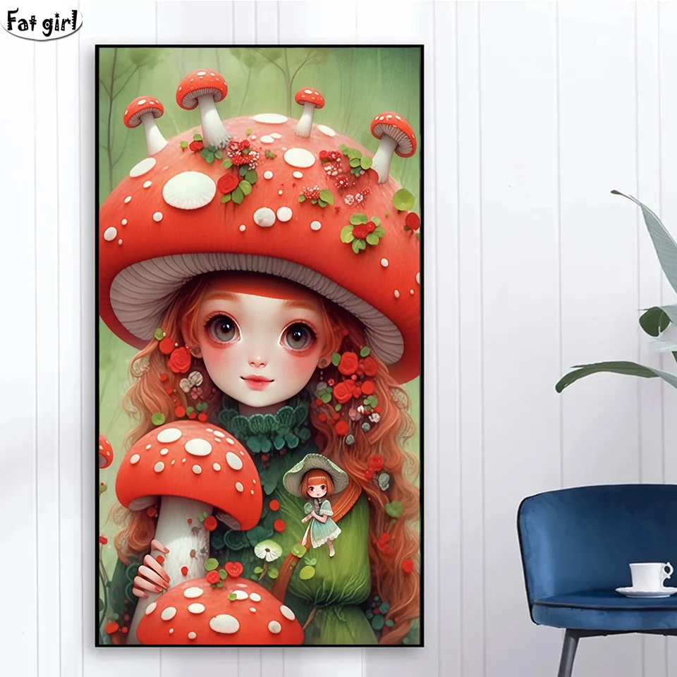 Большой размер Dream Mushroom Girl полная дрель алмазная живопись вышивка крестиком