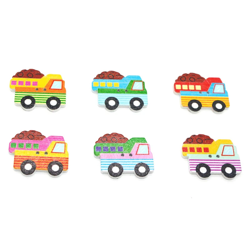 

20pcs 33mm Wooden Buttons Scrapbook Truck 2-Holes buttons for crafts sewing supplies buttons for knitting accesorios de costura