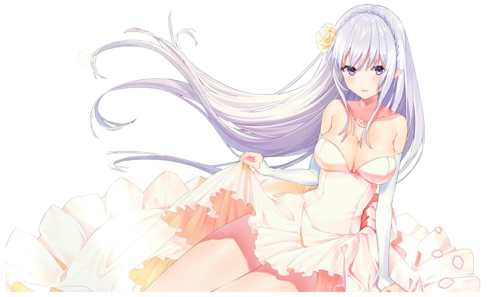 Re:Zero Emilia White Dress V2 Всепогодная наклейка автомобильная 3 6 8 размера на выбор.