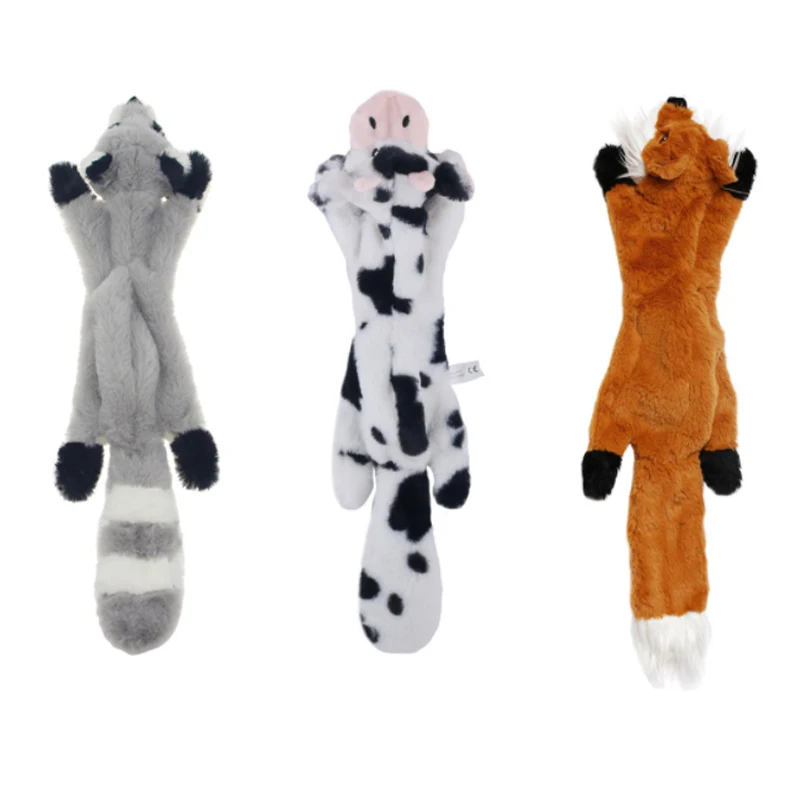 

2023 New Cute Plush Toys Squeak Pet Wolf Rabbit Animal Plush Toy Dog Chew Squeaky Whistling Involved Squirrel Dog Toys