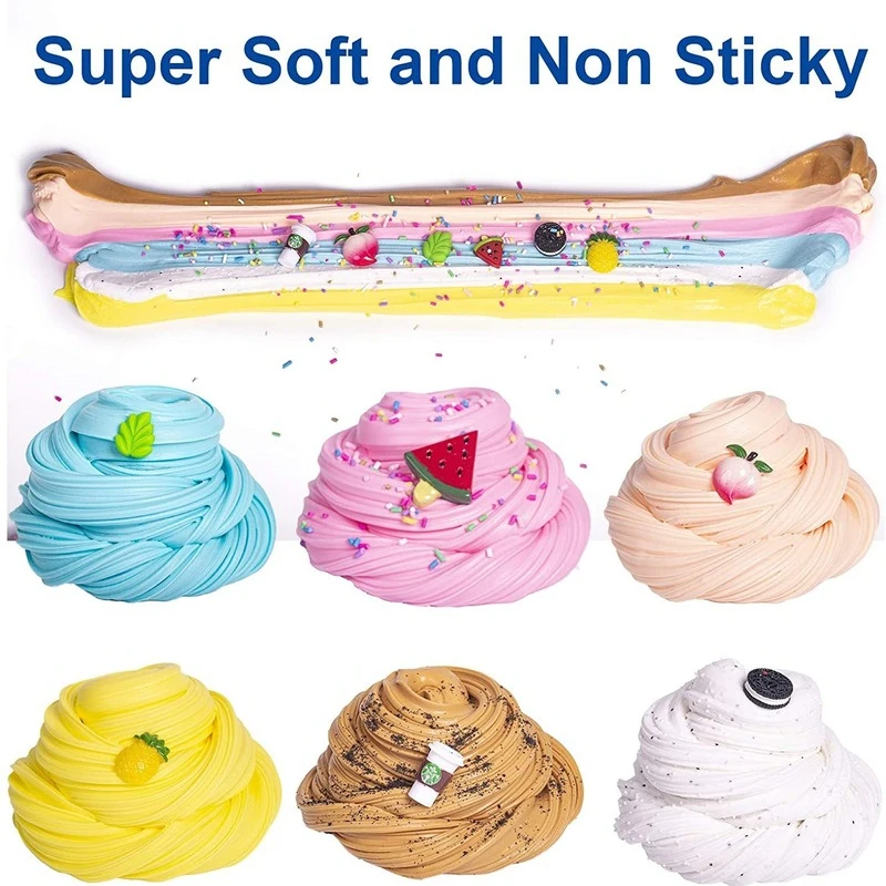 

DIY Butter Slime Fruit Kit Soft Non-sticky Cloud Slime Scented Toy Kids Gift 70ml Relieve Pressure Education Rainbow Slime Craft