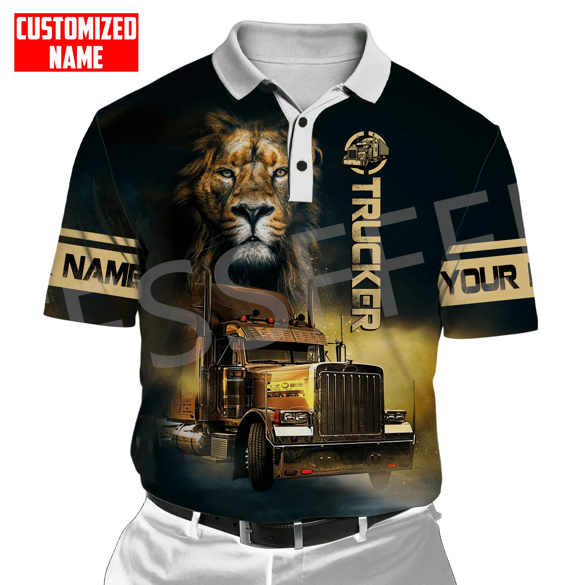 

Custom Name Truck Operator Trucker Driver Worker 3DPrint Summer Tattoo Harajuku Polo Shirts Jersey Streetwear Short Sleeves AK3