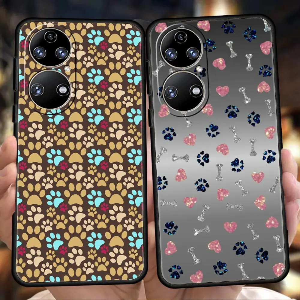 

Dog Footprint Paw Cover For Huawei P50 P40 P30 P20 Pro P Smart Z Y6 Y7 Y9 Y7A Y6P Y9S 2019 P40 Lite E Case Shockproof Shell TPU